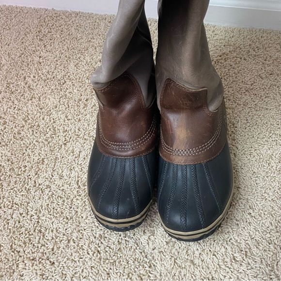SOREL Slimpack Riding Boot Winter Rain Snow Duck Boot Size 10 Gray Leather - Picture 3 of 5